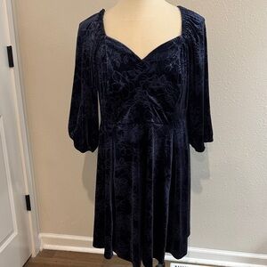 Torrid Dark Blue Floral Long Sleeve Dress